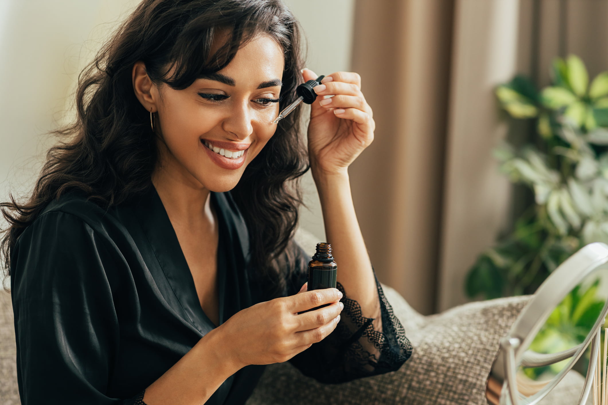 Woman Applying Winter Skincare