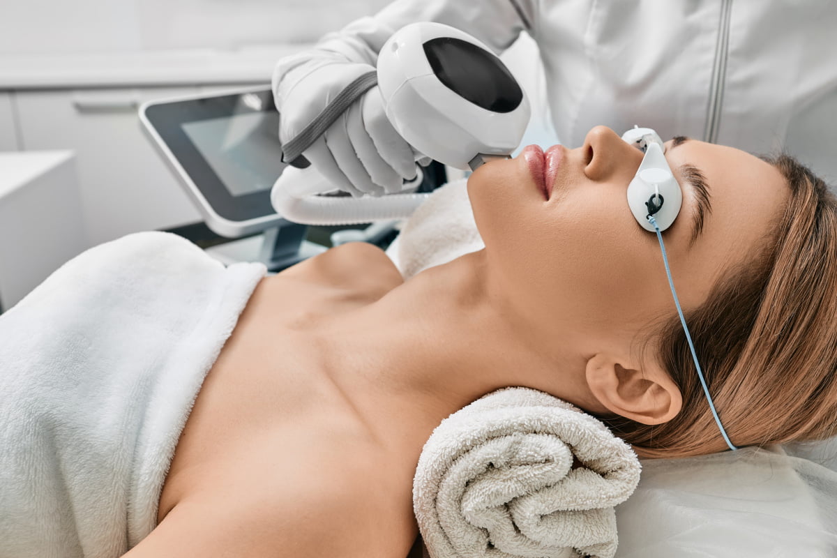 Woman getting a med spa beauty treatment at a medspa